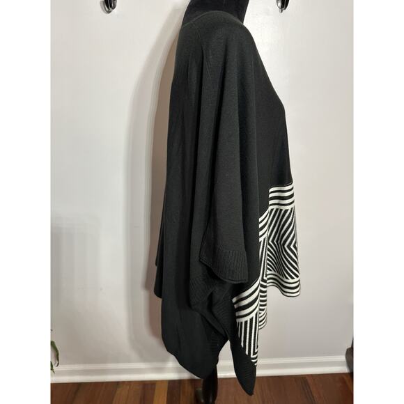 CATO Knit Poncho Womens OS Black Knit Sweater Tunic Top Shawl Veck Loose Coverup - Picture 3 of 8